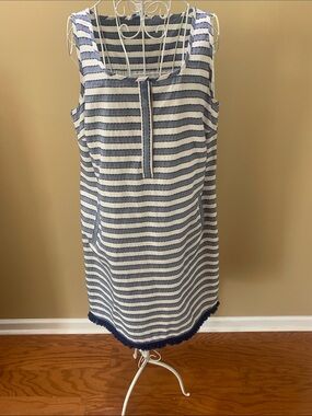 Southern Tide Navy and White Striped Sleeveless Shift Dress